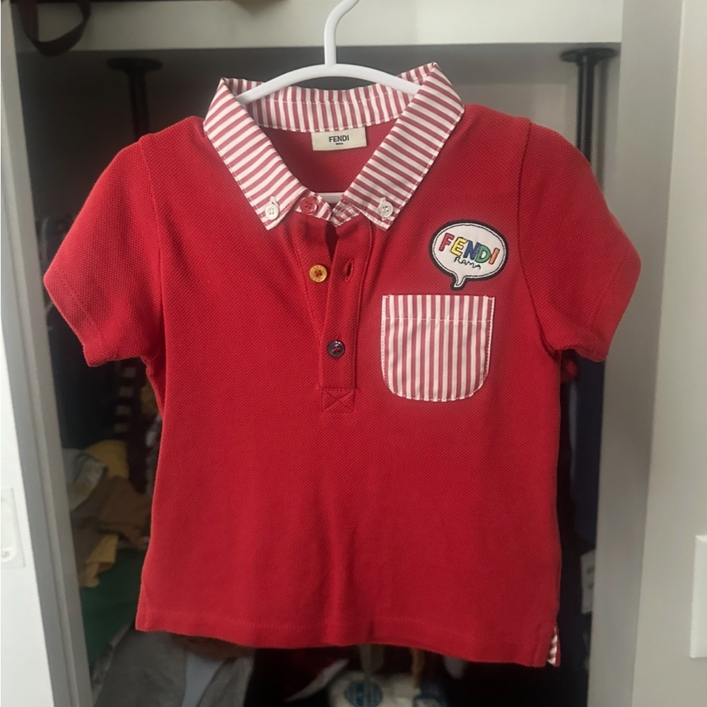 Fendi Kids Polo with Red and White Accents